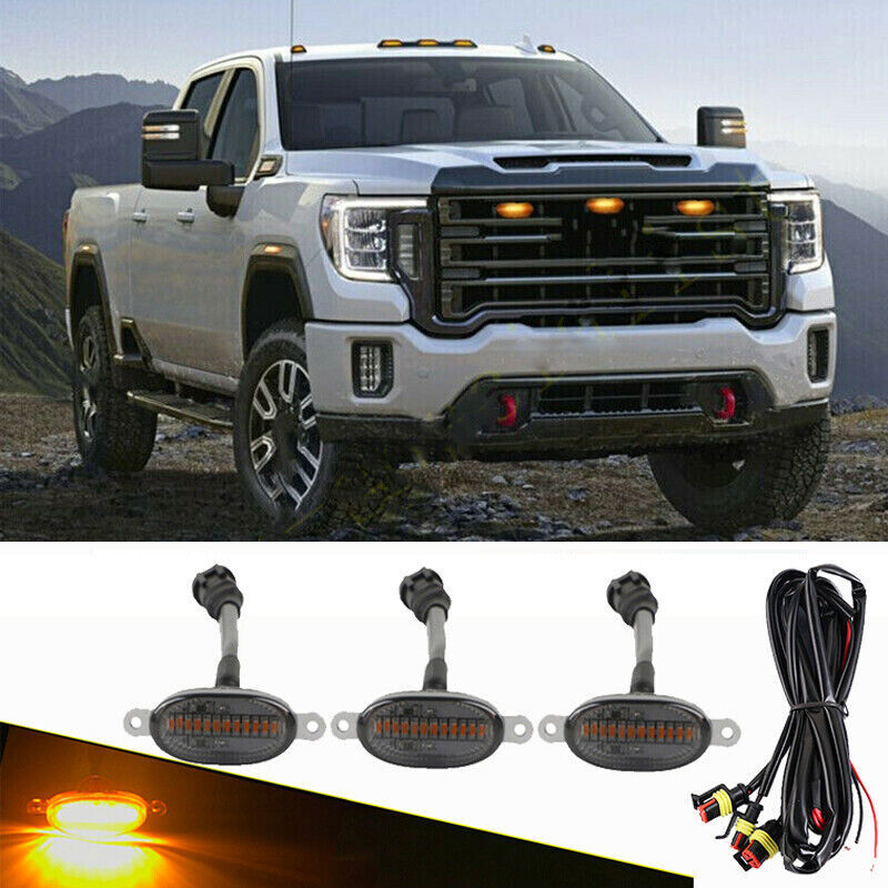 for GMC for Sierra 2500 HD 2014-2021 Front Grille Smoky LED Light Style Trim Q