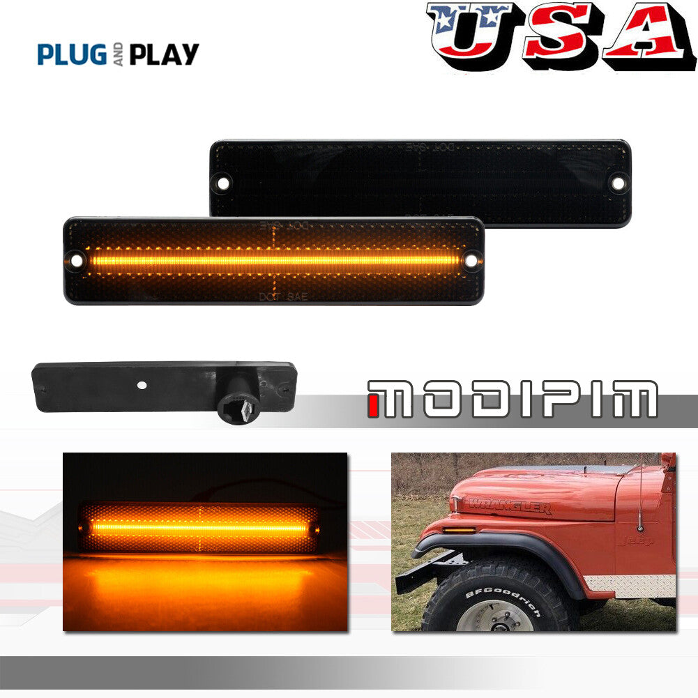 Front corner amber LED side marker lights for Jeep Cherokee CJ5/6/7 J10/20 pickups