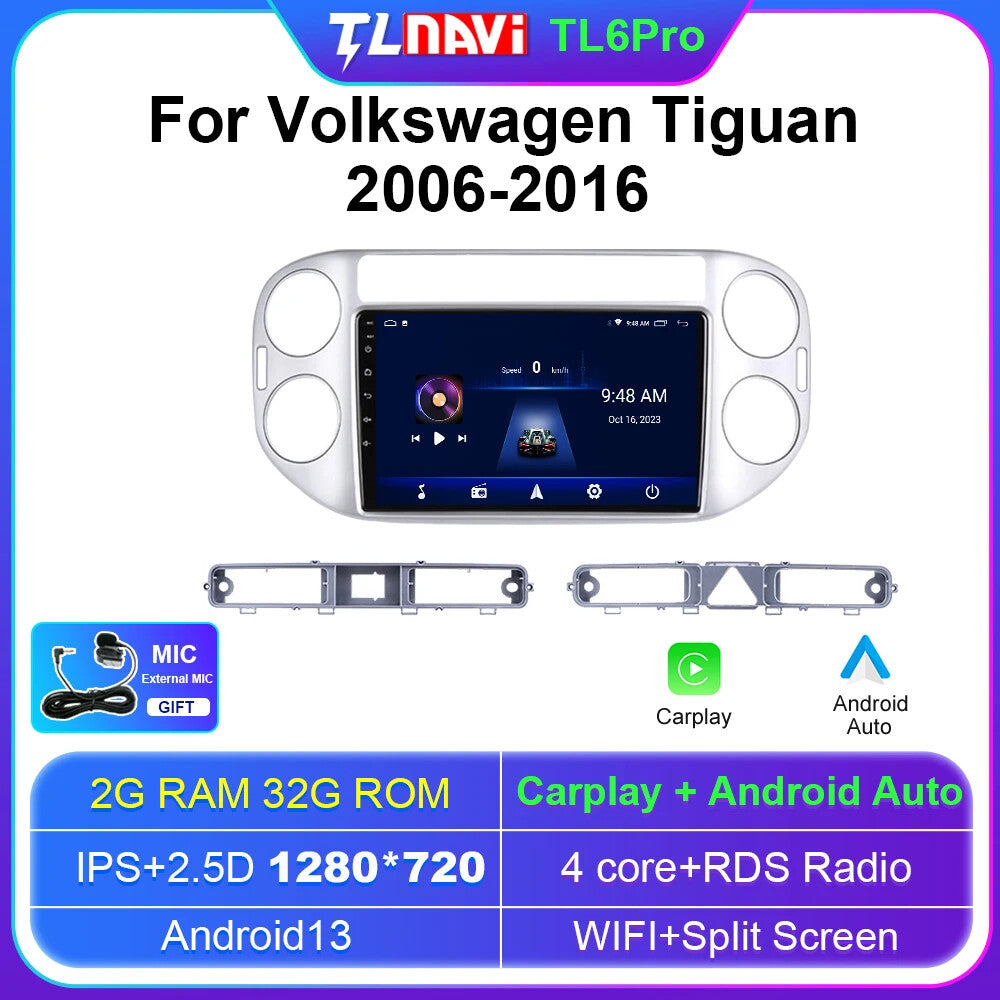 for Volkswagen for VW for Tiguan GPS Navi Car Radio Android Auto Screen 2+32GB 2006-2016