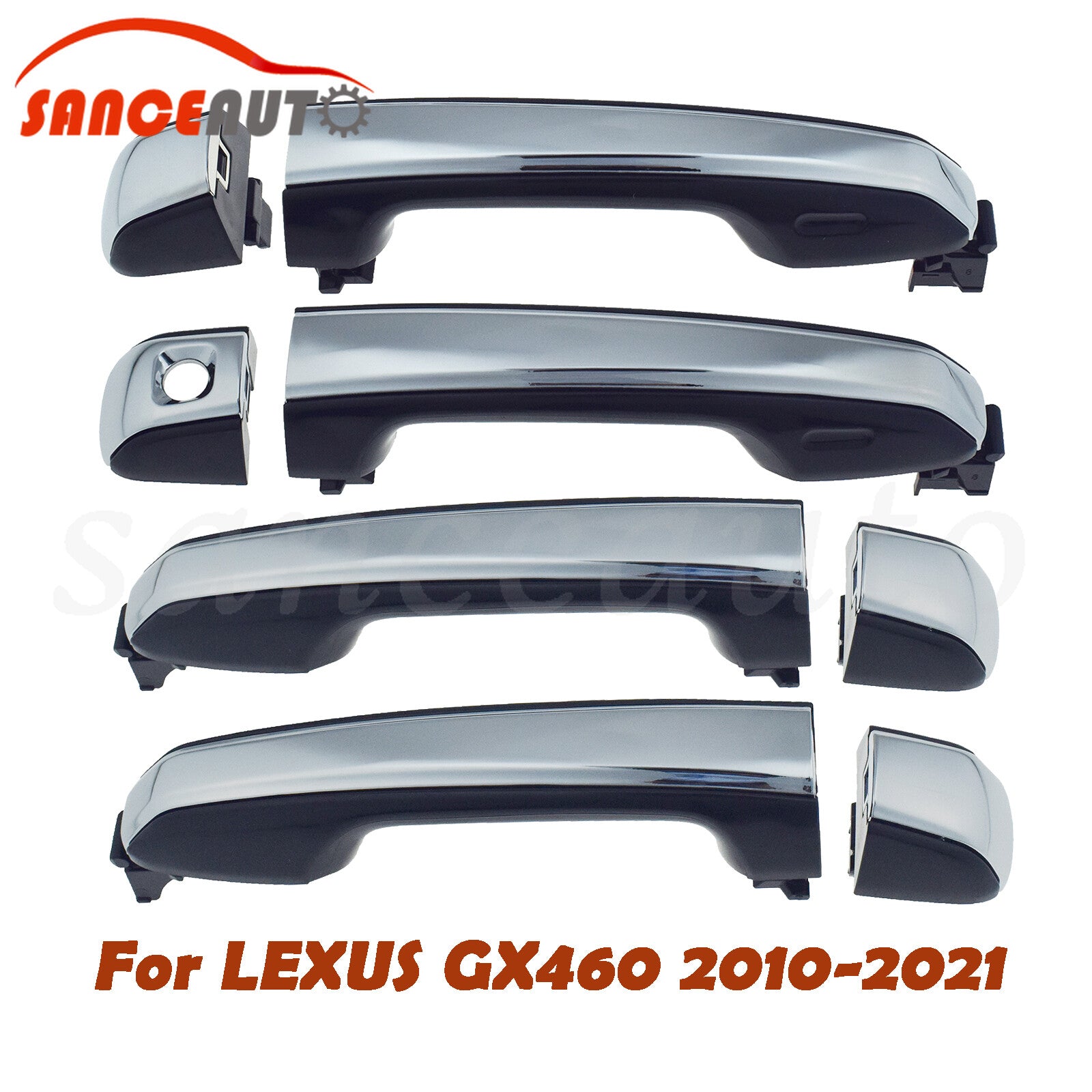 for LEXUS GX460 2010 - 2021, Chrome Black Left Exterior Door Handle n