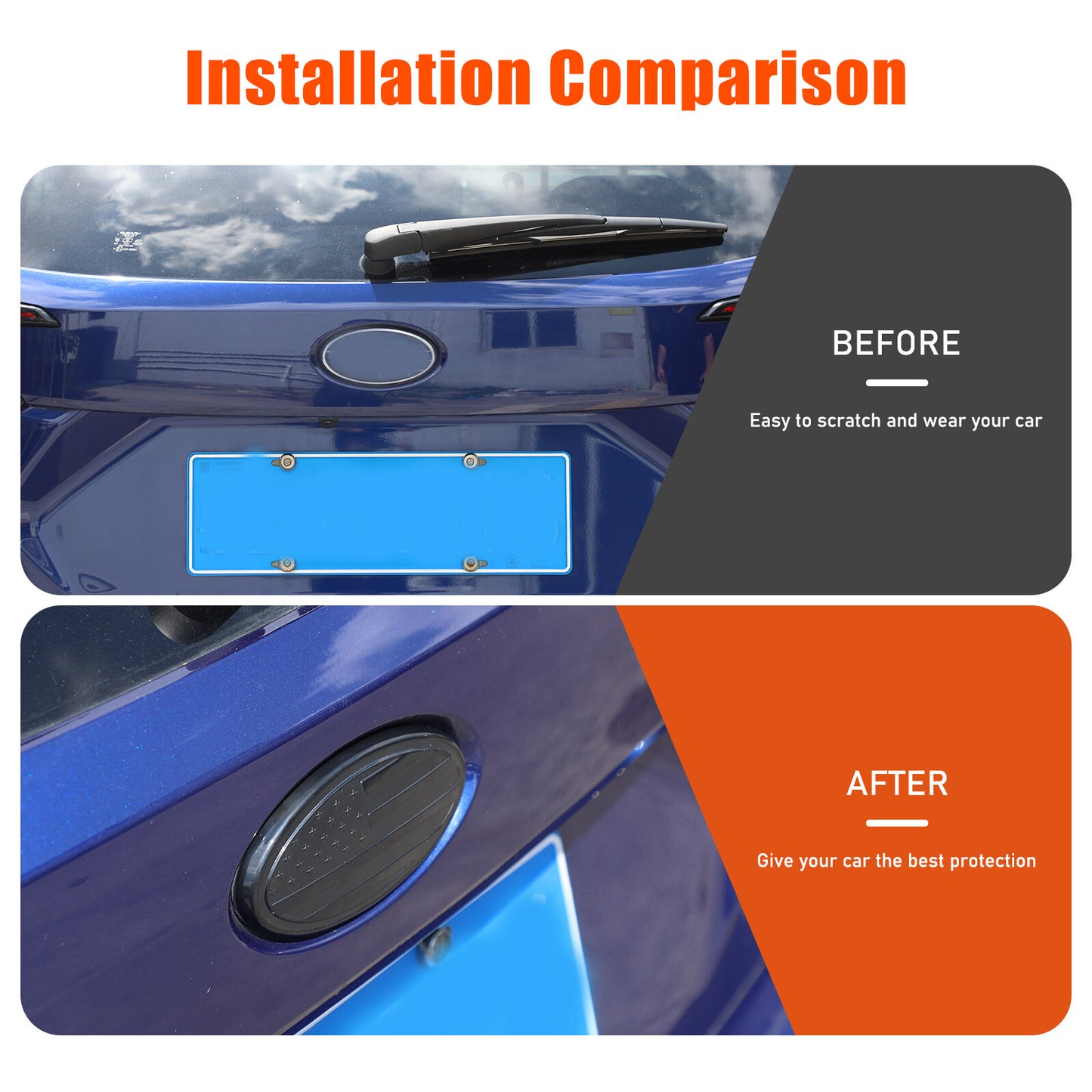 Front and rear tailgate badges with American flag designation for Subaru Crosstrek 2024-2025.