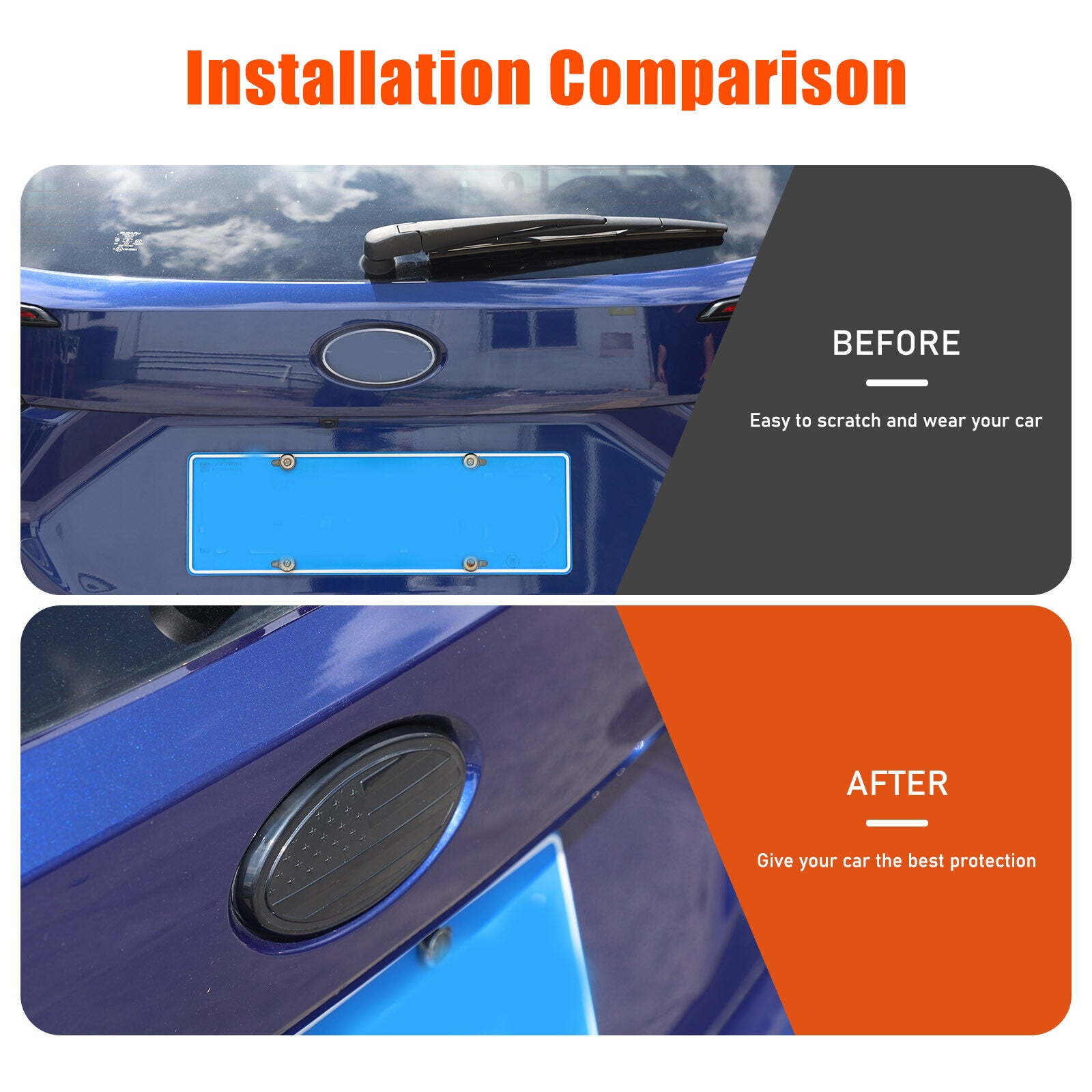 Front and rear tailgate badges with American flag designation for Subaru Crosstrek 2024-2025.
