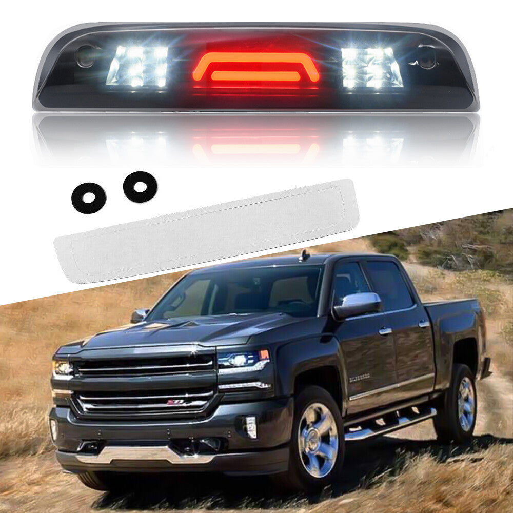 Suitable for 2014-2018 Silverado Smoke LED 3rd Brake Light with Reverse Rear Cargo Light n