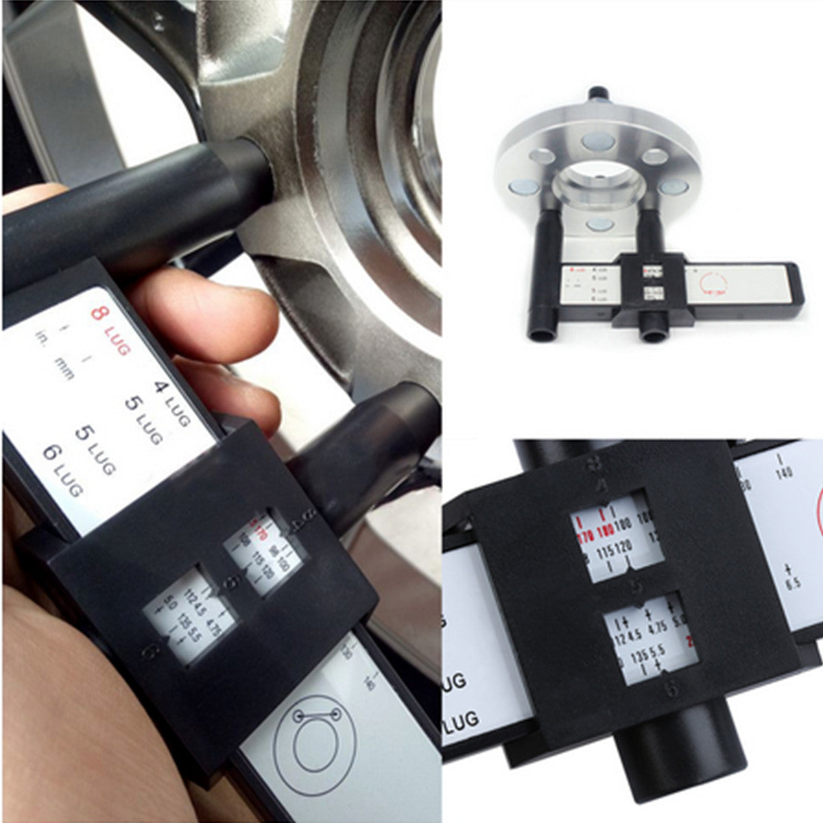 Car Wheel PCD Bolt Pattern Gauge Tool Rim 4 5 6 8 Lug Measurement Instrument