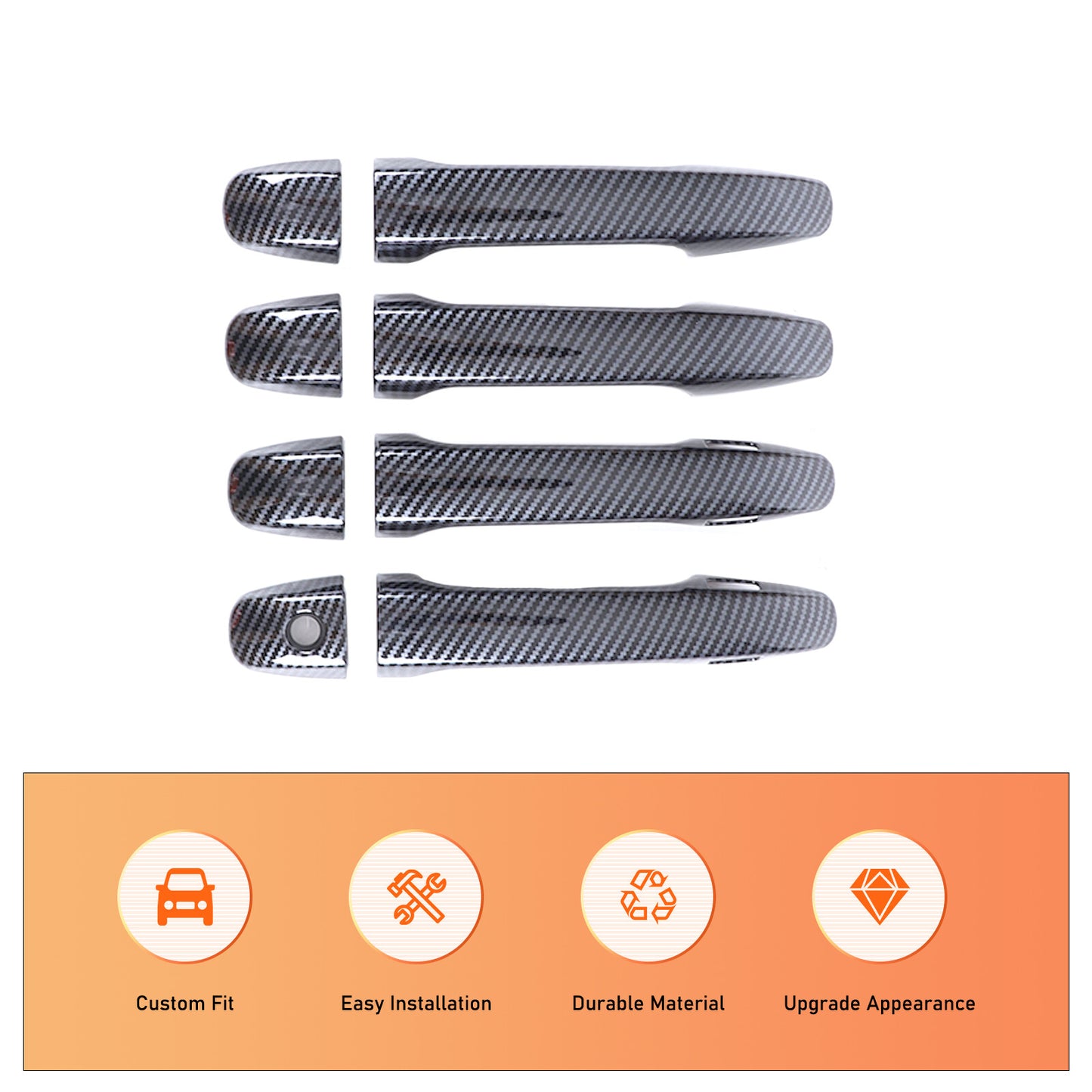 8-piece Carbon Fiber Side for Smart Door Handle Cover Trim for Subaru Outback 2022-2024 n