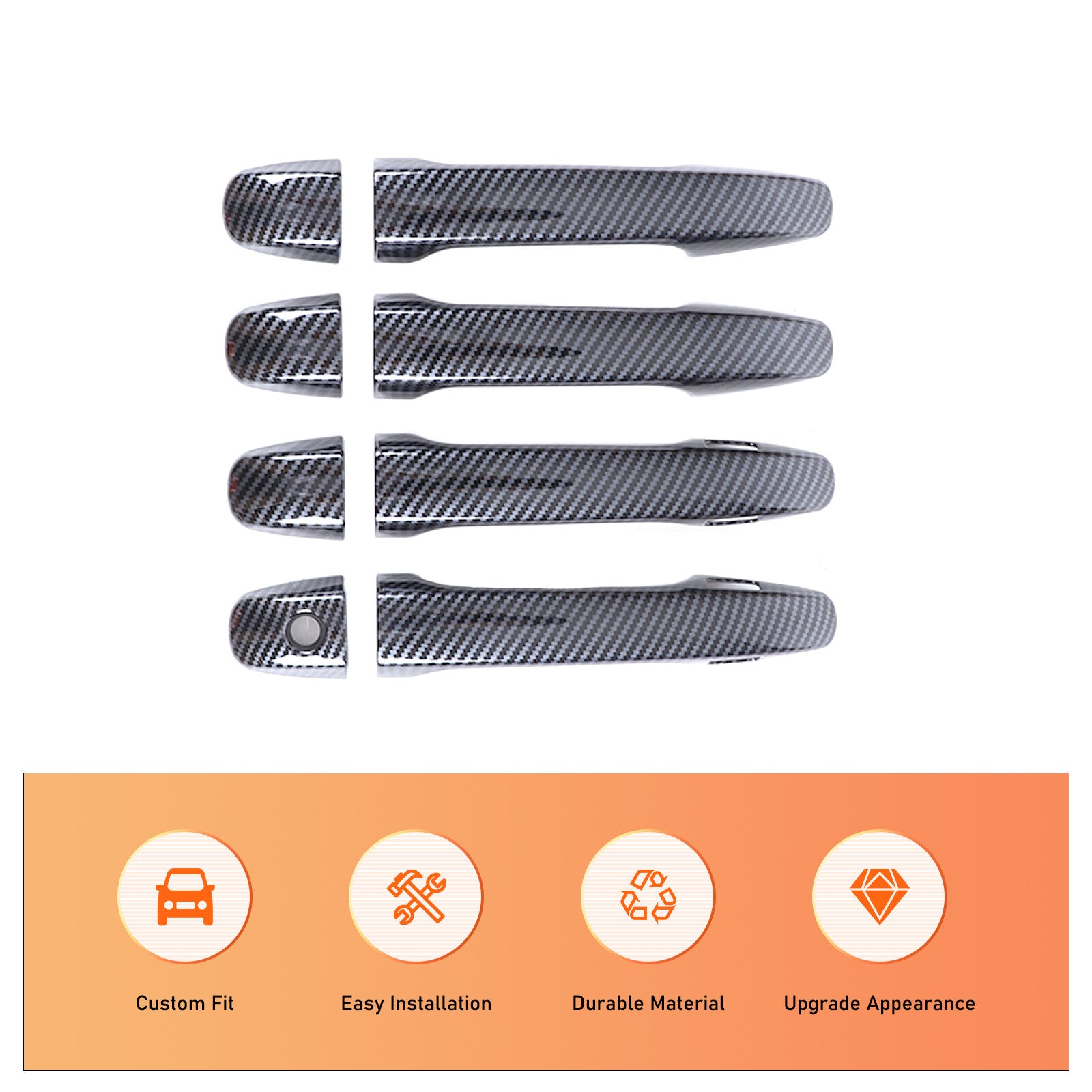 8-piece Carbon Fiber Side for Smart Door Handle Cover Trim for Subaru Outback 2022-2024 n