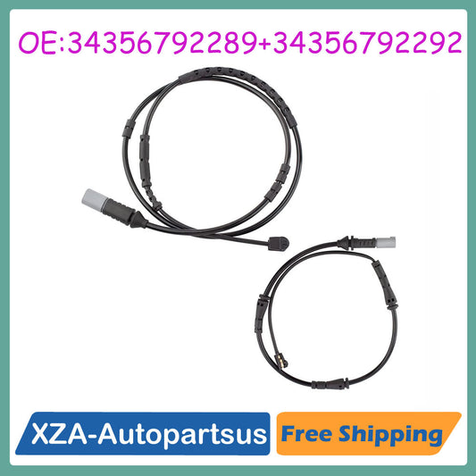 2PC for BMW 12-18 Brake Pad Wear Sensor Kit Front 34356792289 + Rear 34356792292 Q
