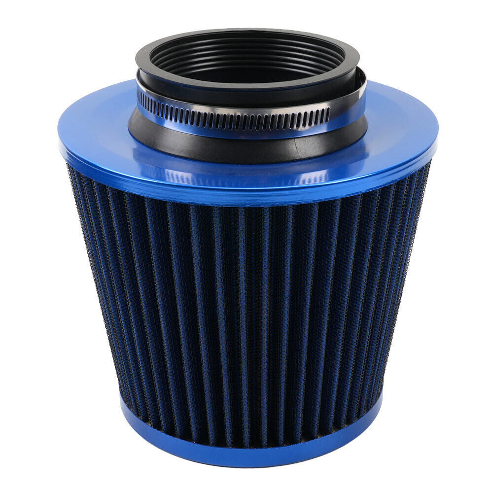 BLUE 3 76mm Inlet Car Truck Cold Air Intake Cone Replacement Dry Air Filter Q