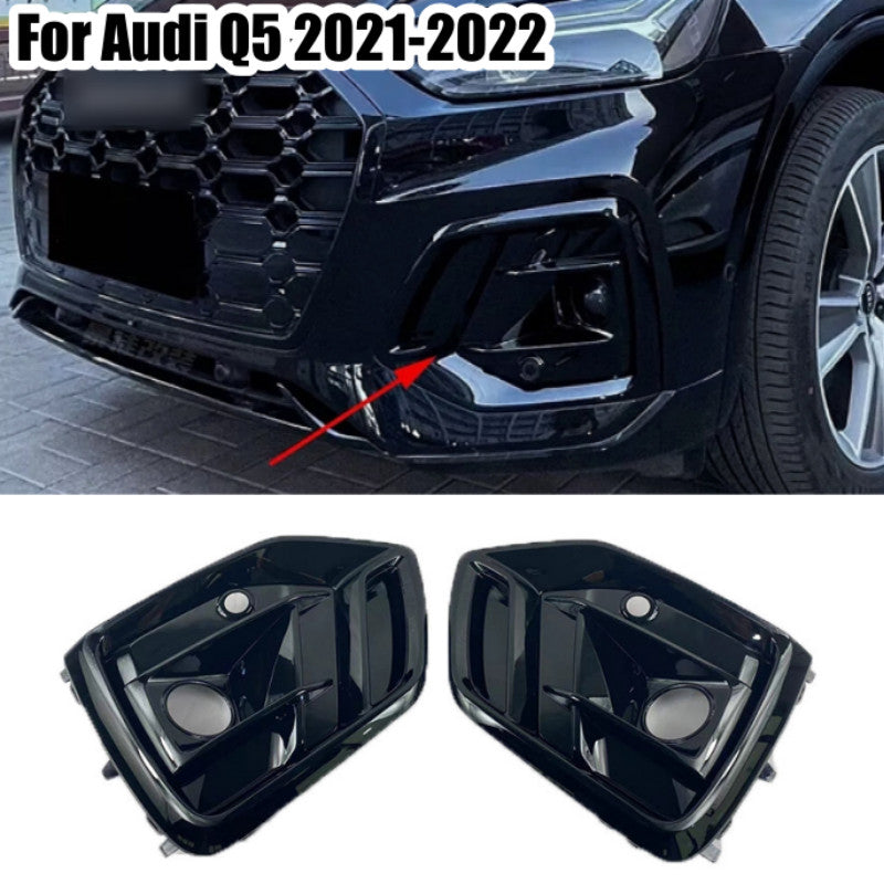 Black Front Fog Light Cover Grille Grill Cover w/ACC Hole for Audi Q5 21-2022 B n