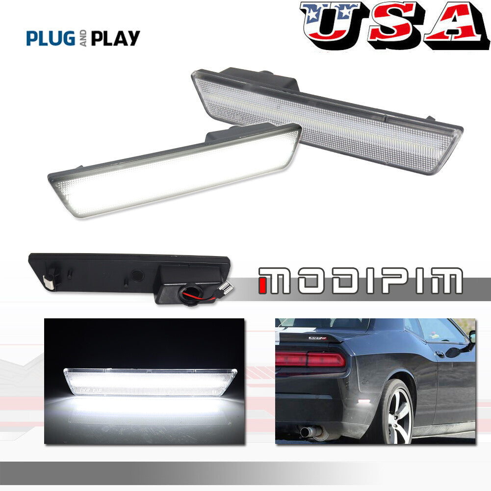 Frosted Clear Lens White Rear Side Marker Lights for 2008 - 2014 for Dodge for Challenger - v