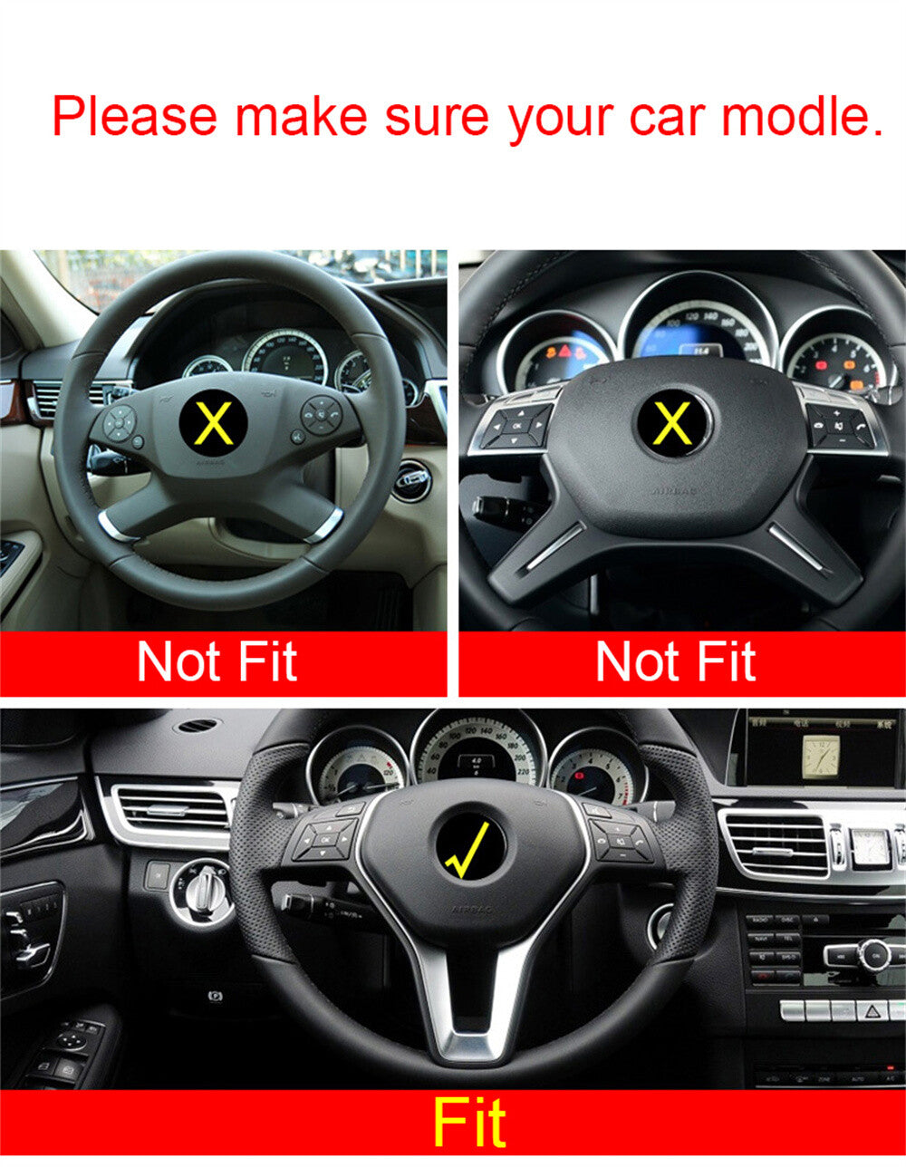 for Benz A B C E CLA GLA GLK CLS Class W212 W204 Steering Wheel Trim Gloss Black