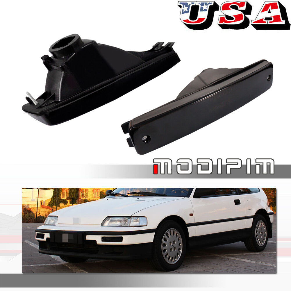 Smoke Front Bumper Trim Cover for 1990 - 1991 for Honda CR-X / CRX Turn Signal Lights - v