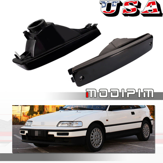 Smoke Front Bumper Trim Cover for 1990 - 1991 for Honda CR-X / CRX Turn Signal Lights - v
