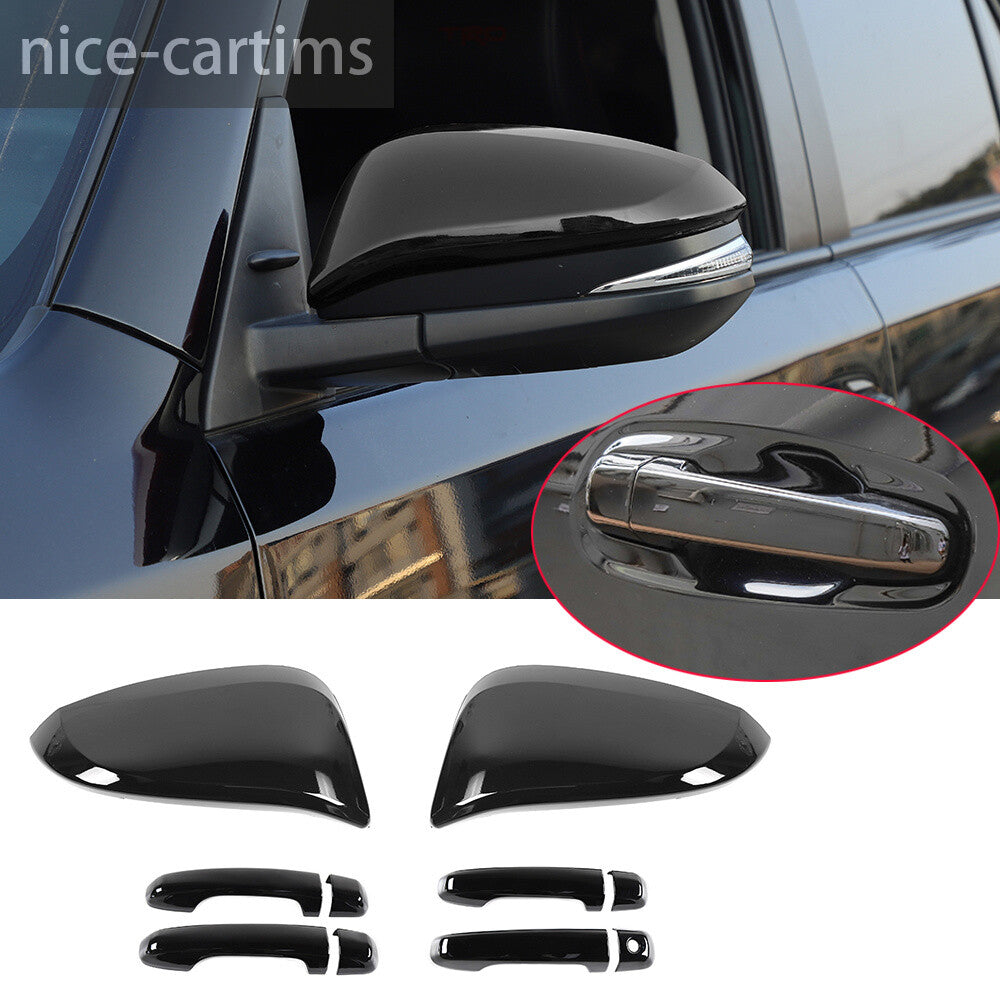 10Pcs Black ABS Side Rearview Mirror Door Handle Cover For Toyot@ 4Runner 2017+