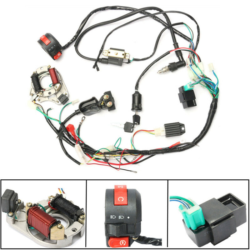 50cc-125cc Electric Dirt Bike ATV CDI Wire Harness Stator Assembly Wiring Kit