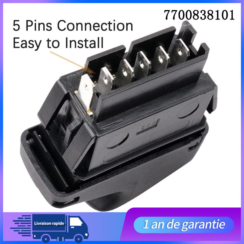 Bouton INTERRUPTEUR LEVE VITRE POUR CLIO 2 phase 1 KANGOO 1 MEGANE 7700838101