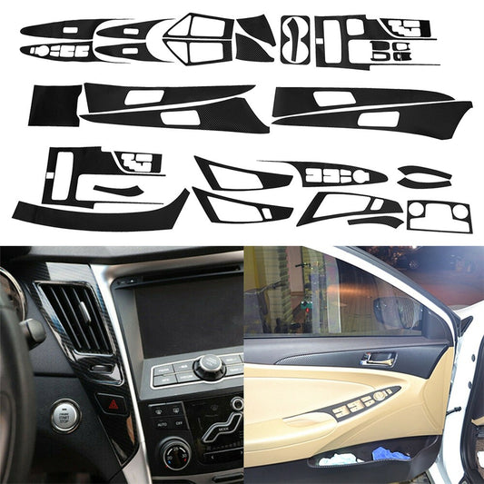 Car 3D Carbon Fiber Look Interior Accessories Whole Kit Cover for Hyundai SONATA Q