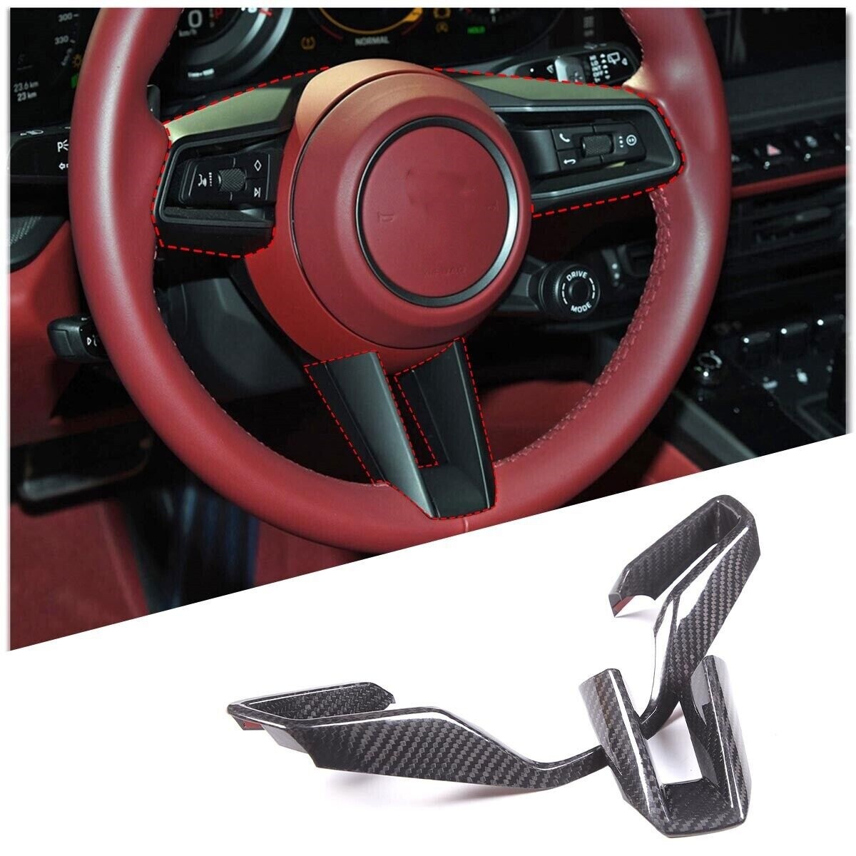 Real Dry Carbon Fiber Steering Wheel Cover Trim Fit For taycan 19-23 B n