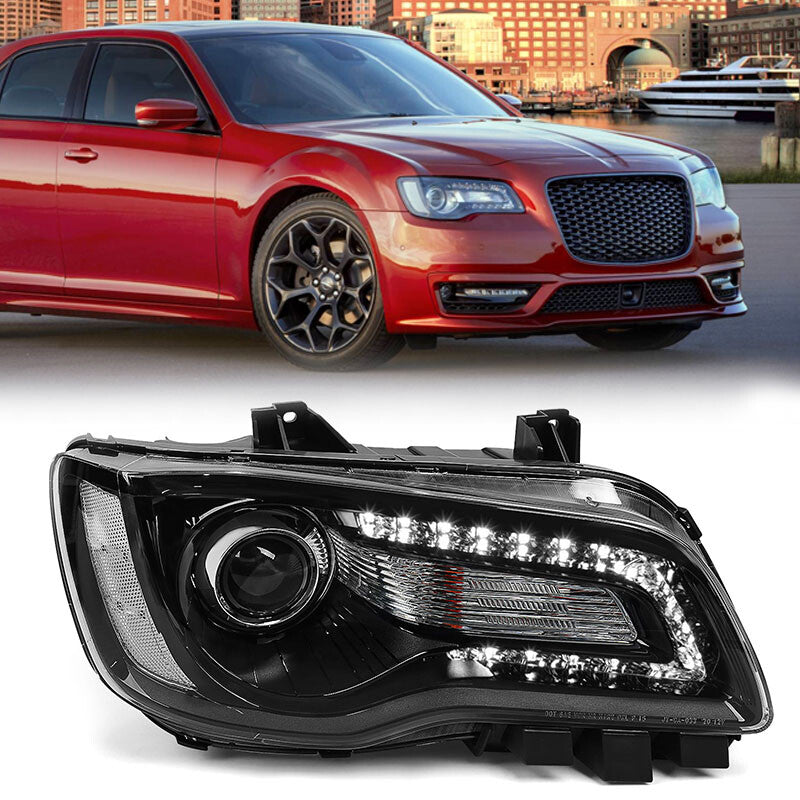 For 2015-2023 for for CHRysler 300 Black Halogen LED DRL Headlight Lamp Passenger Right v
