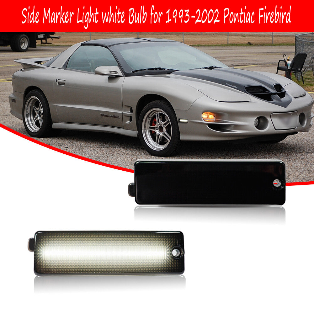 2 Pieces Front LED White Side Marker Parking for 1998 - 2002 for Pontiac Firebird & Trans Am- v