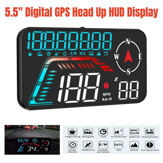 5.5-inch Car Digital GPS Head-Up Display (HUD) Speedometer Overspeed Alarm Accessories