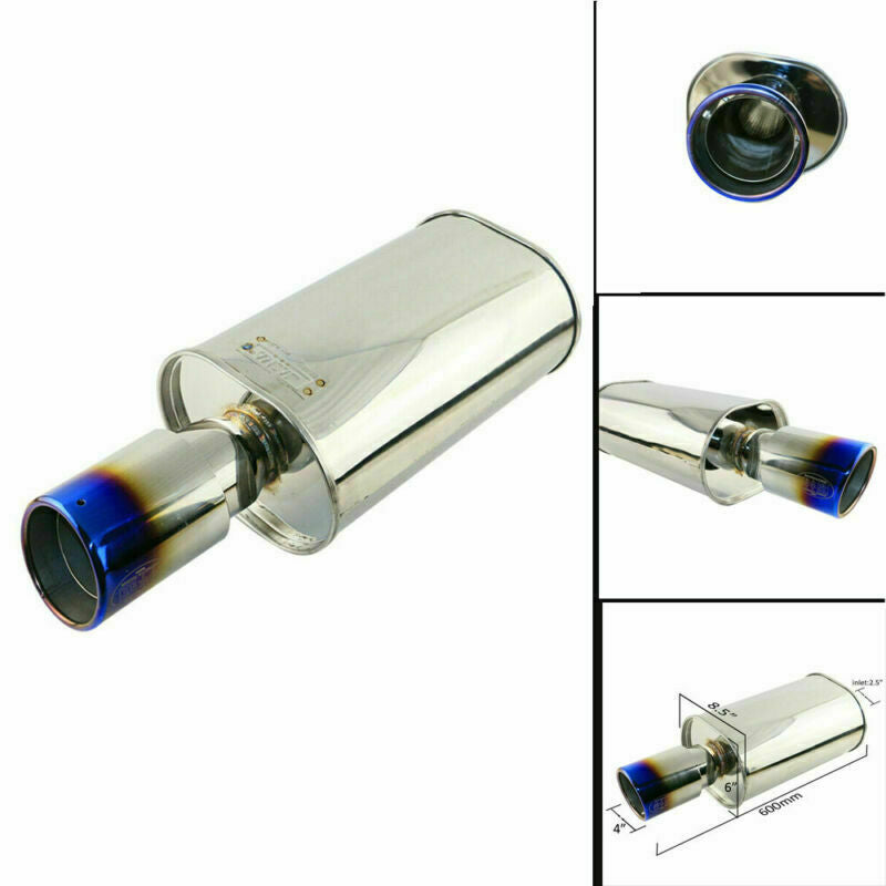 2.5 ID 4 OD Sport Great Sound Straight Rear Exhaust Muffler Tips Blue Slant