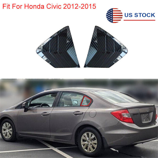 2 × Car Side Quarter Window Vent Louver Shutter Cover for Honda for Civic 2012-2015