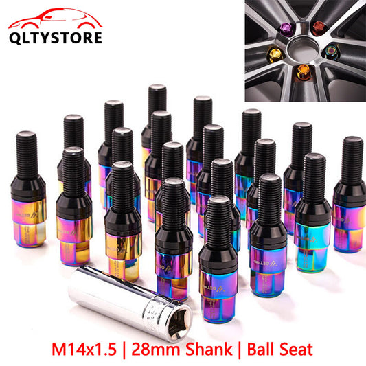 20x M14x1.5 Wheel Lug Bolt Set 28mm Shank Ball for Seat Studs for Audi for VW for Benz Color Q