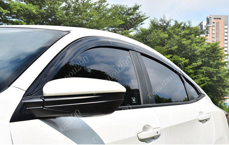6x for Honda for Civic Sedan 2016-2020 Black Window Visor Vent Shade Sun Rain Guard