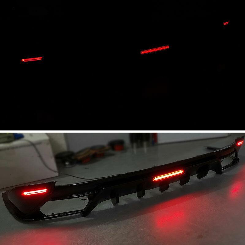 Black Rear Bumper Diffuser Lip Spoiler With Lights for Toyota for Camry 2018-2022