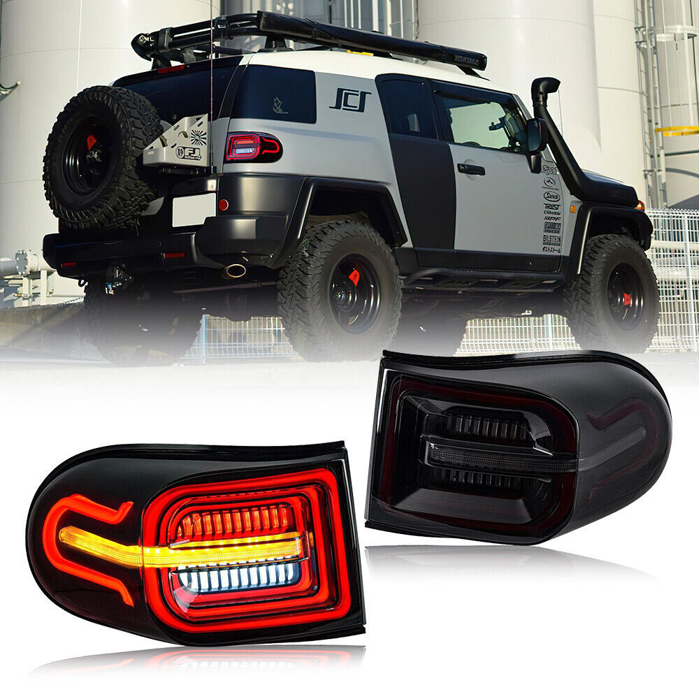 Pair Tail Lights w/ LED Assembly Smoke for Toyota FJ Cruiser 2006-2020 Rear Lamp