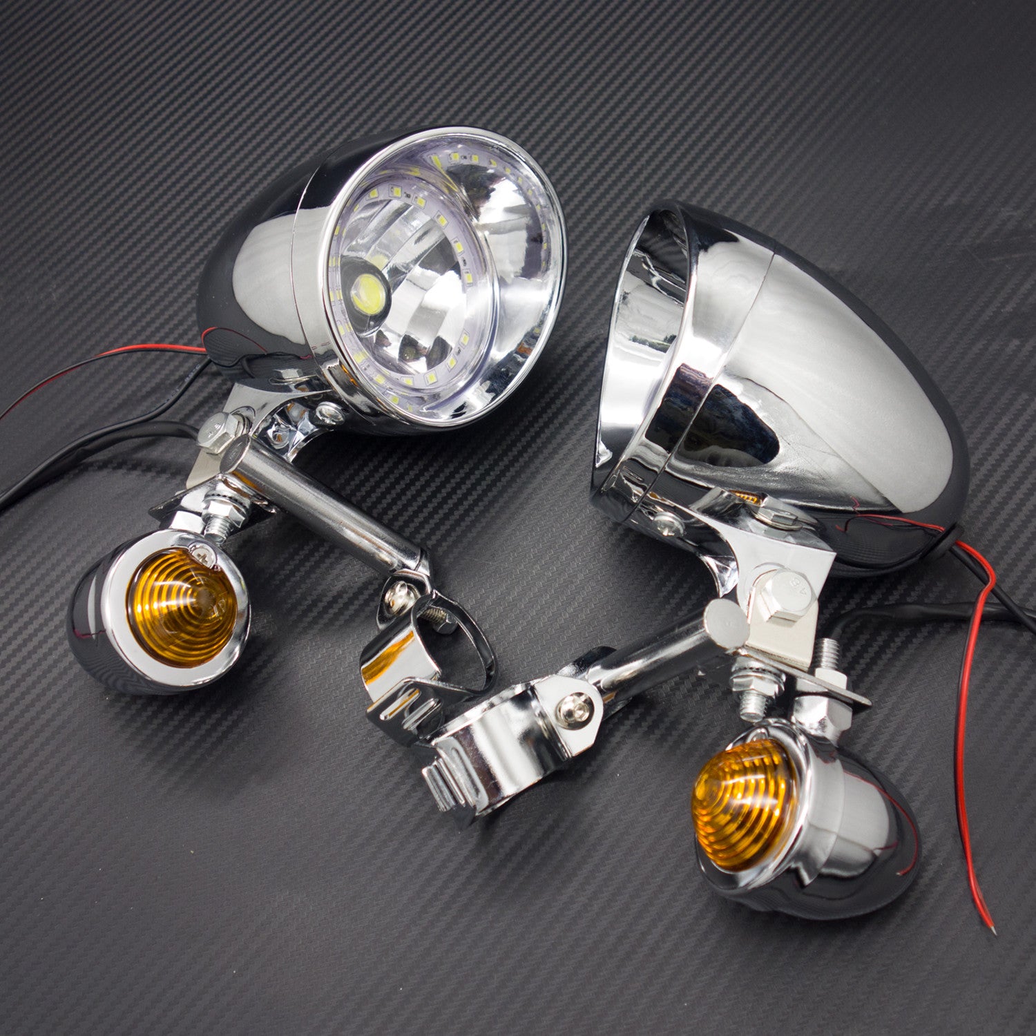 Chrome Bullet Blue Angel Eye LED Driving Spot Fog lights Bar  Turn Signal Light Q