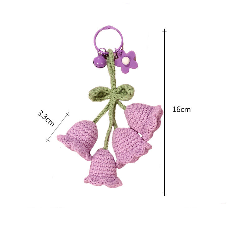 1Pc Hand-woven Bellflower Pendant for Rearview Mirror Hanging Accessory Purple