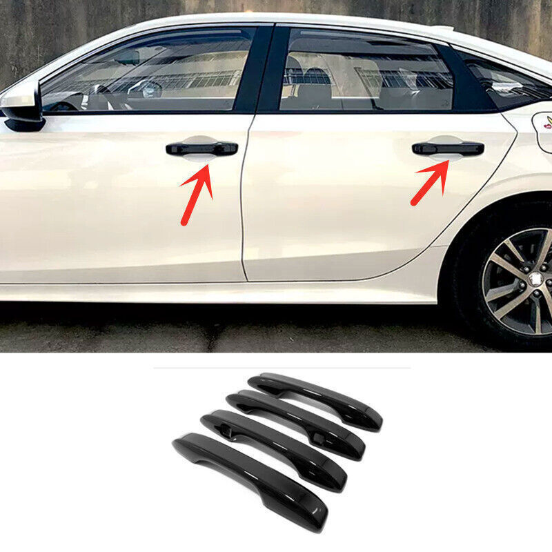 4PCS for Honda for Civic 2022-24 Bright black Moulding Side Door Handles Cover Trim