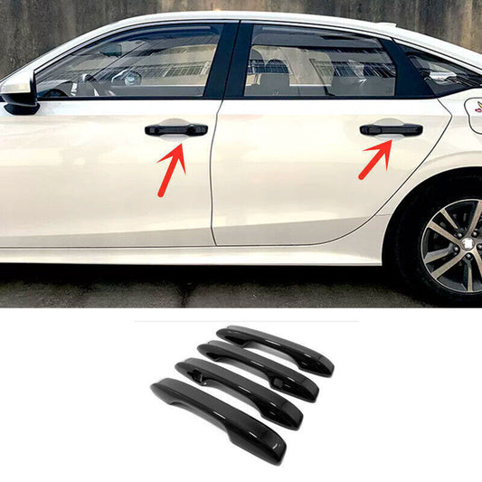 4PCS for Honda for Civic 2022-24 Bright black Moulding Side Door Handles Cover Trim