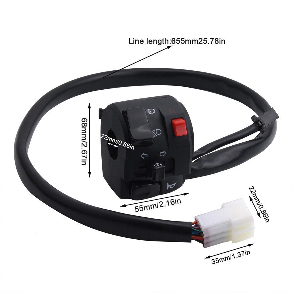 2 motorcycle handlebar on/off switch assembly, turn signal, fog light, horn - n