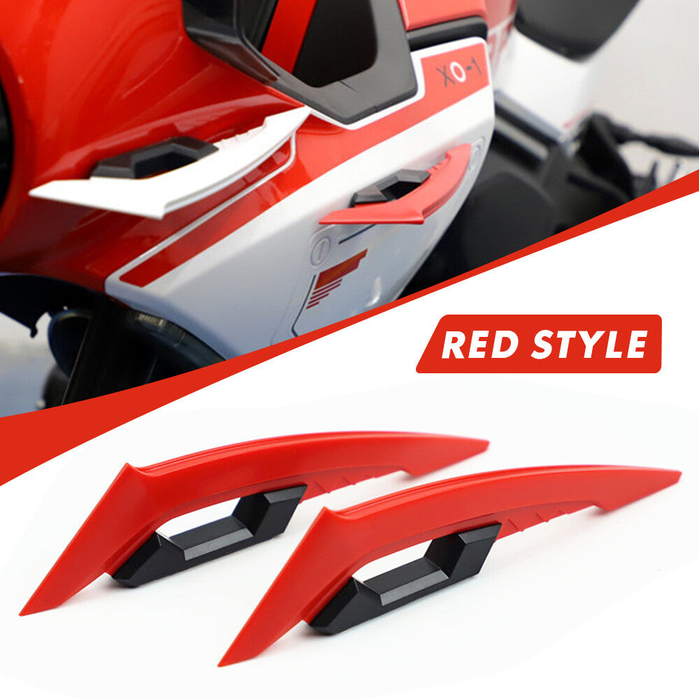 2-Pack Red Universal Motorcycle Airfoil Aerodynamic Pot Wing Adhesive Trim - n