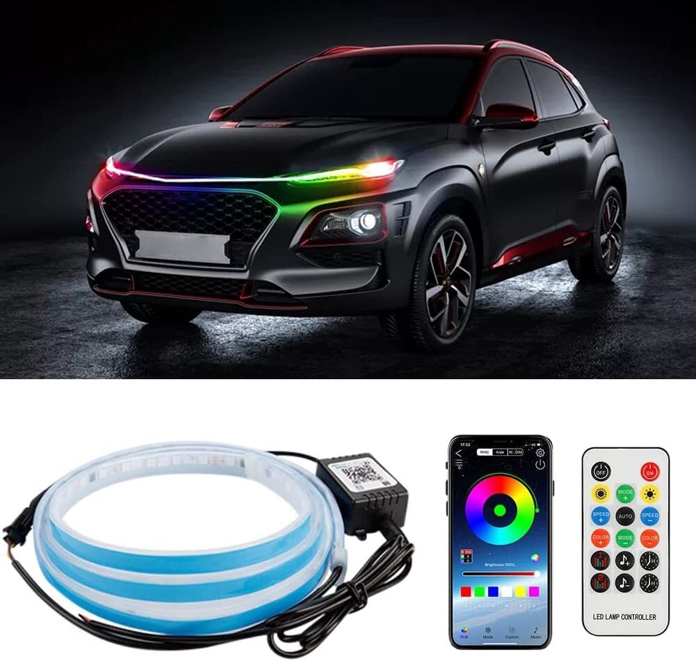 71-inch Dreamcolor RGB Car SUV LED Range Hood Strip Light (DRL) with App + Remote Control n