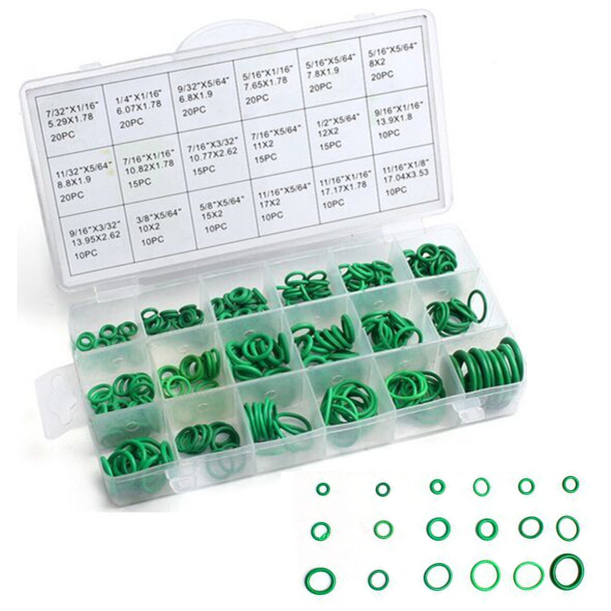 Nitrile Rubber O-Ring Assortment Set Gasket Automotive Seal Kit 270Pcs Green