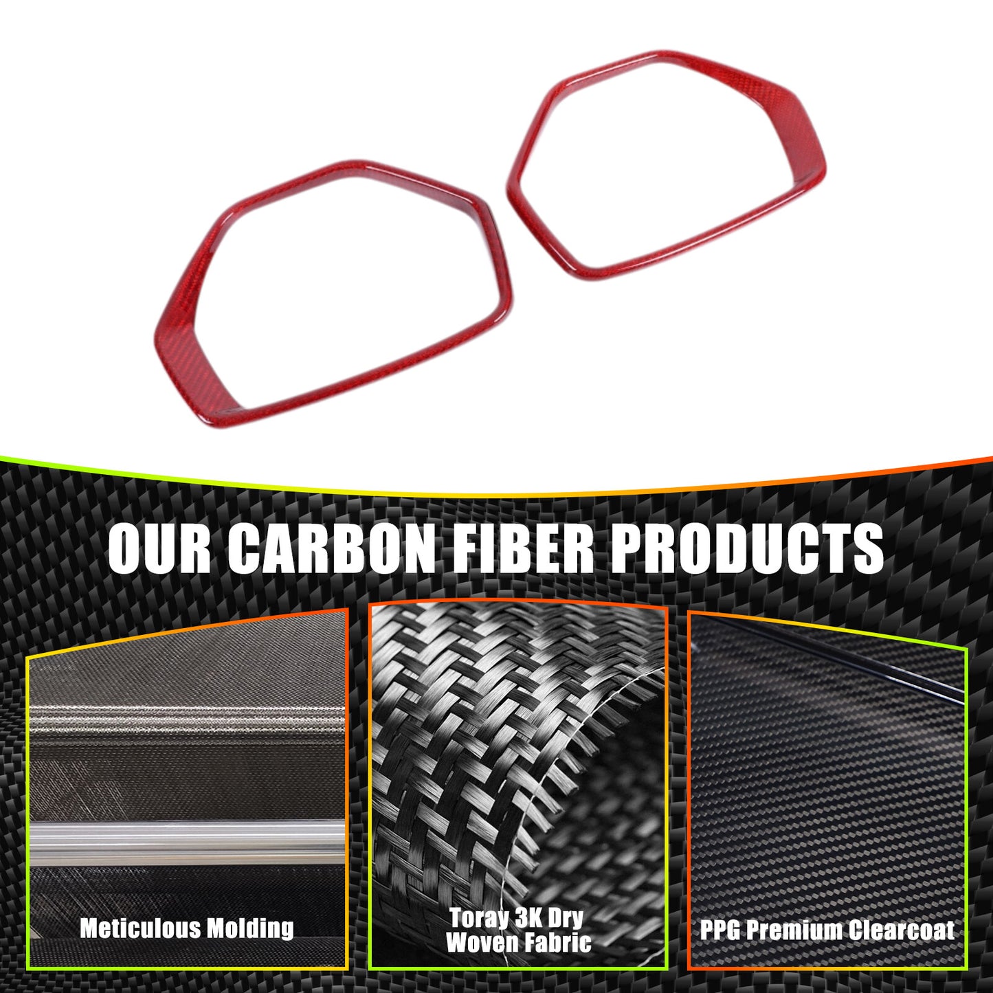 Carbon fiber red side mirror cap trim for Corvette C8 2020-24 n