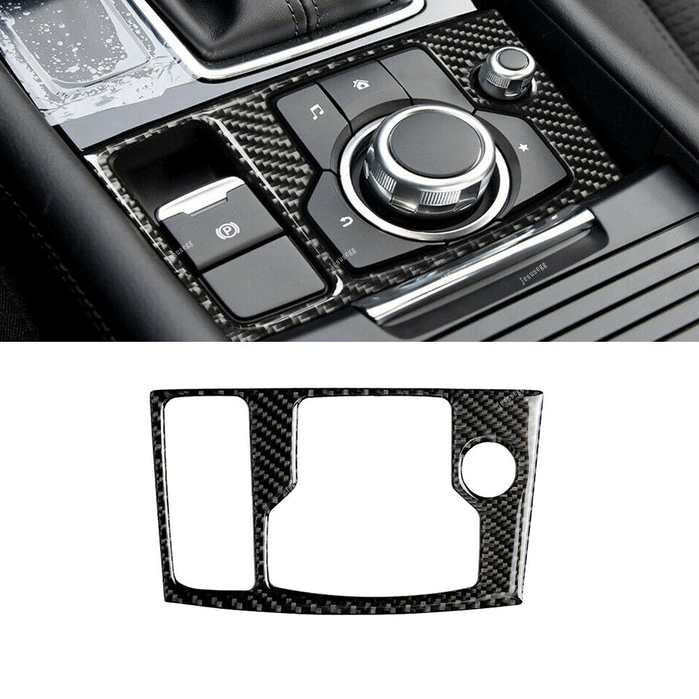 Carbon Fiber Car Interior Multimedia Button Cover Trim For 2014-16 for Mazda 3 Axela
