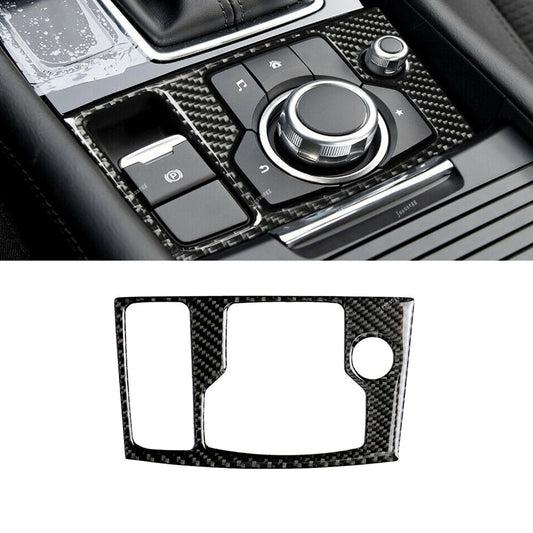 Carbon Fiber Car Interior Multimedia Button Cover Trim For 2014-16 for Mazda 3 Axela