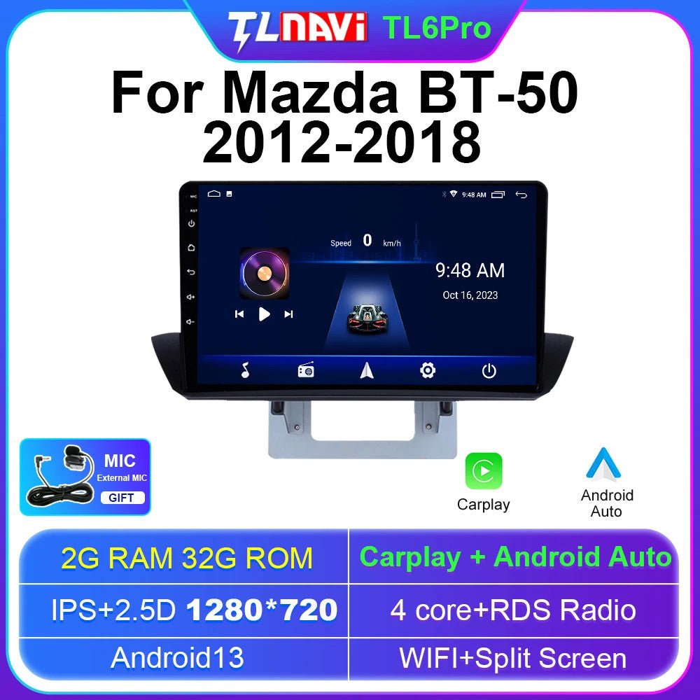 for Mazda BT50 2012-2018 Android Auto CarPlay Car Radio Multimedia Player Screen