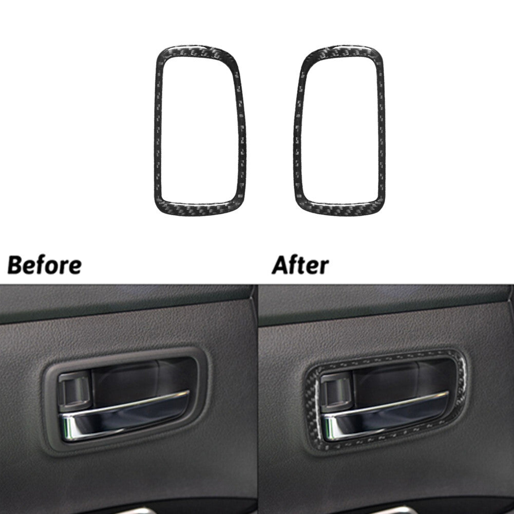 2X Carbon Fiber Front Door Handel Cover Trim for Mitsubishi Outlander 2014-2016