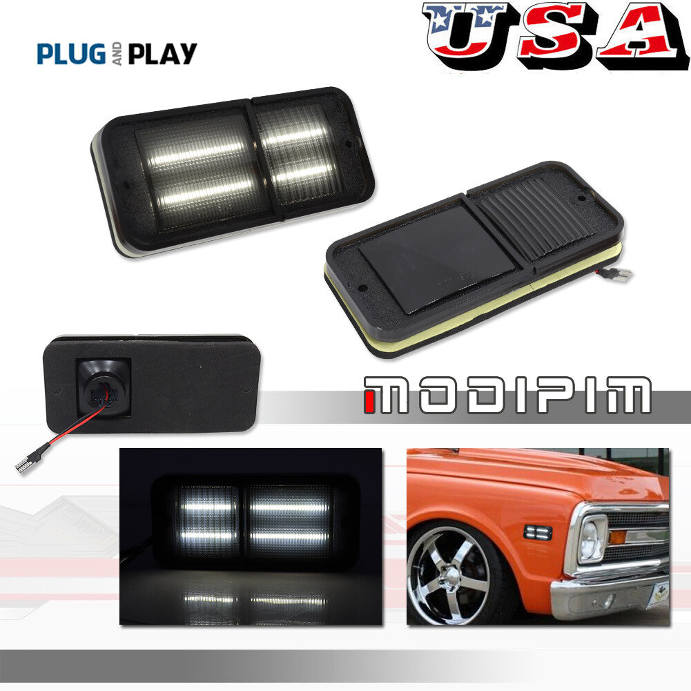 [Plug and Play] Smoky White LED Side Marker Lights for 68-72 for GMC C/K Trucks - v