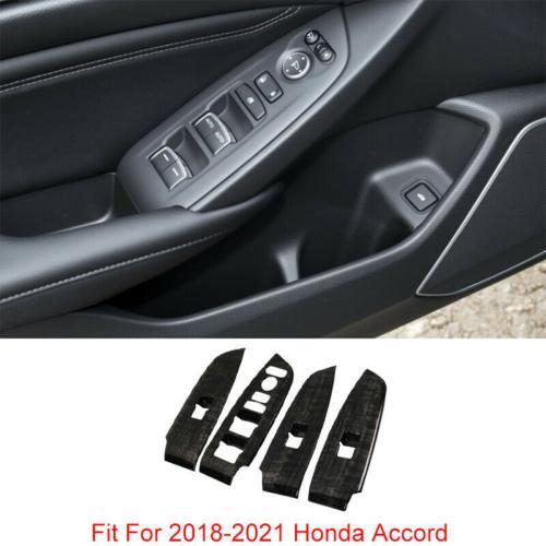 for Honda Accord 18-22 Black Wood Grain Window Lift Panel Switch Cover Trim 4pcs