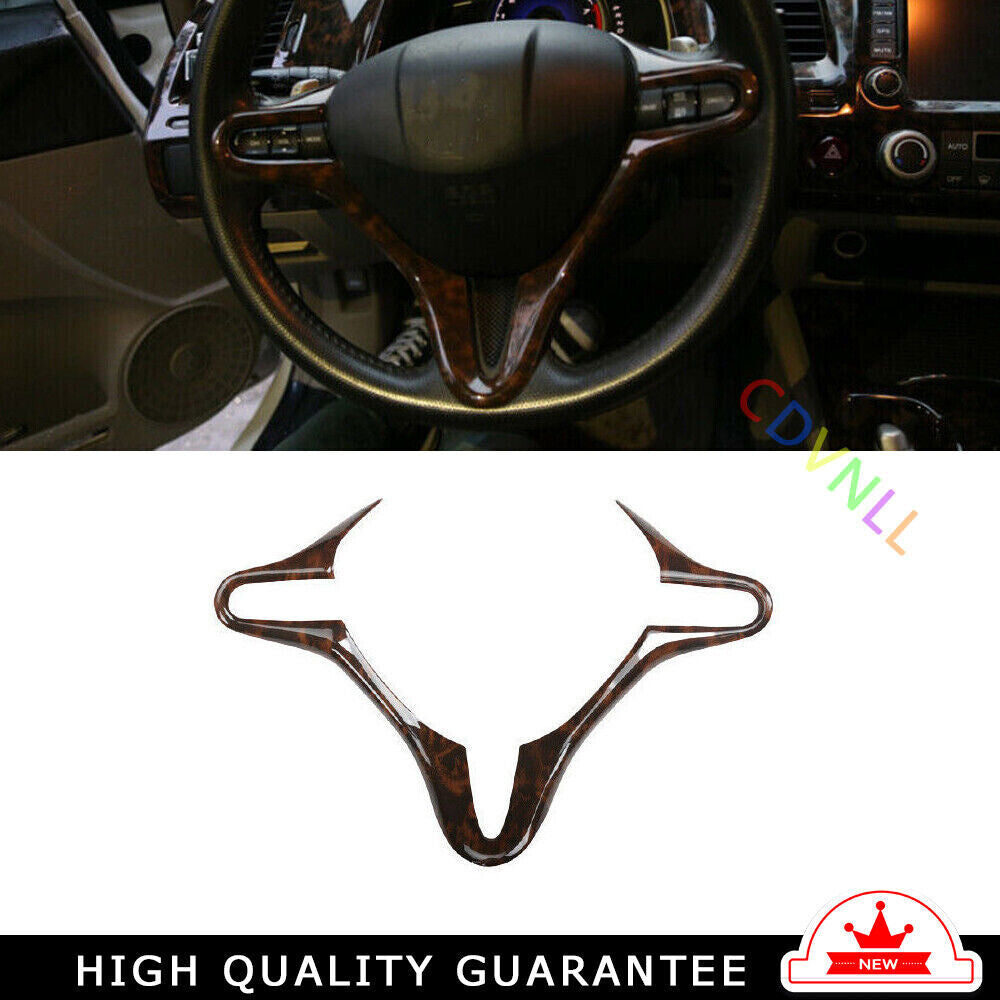 Steering Wheel Frame Cover Trim 1 Fit for Honda for Civic 8th 2006-2011 Wood Grain