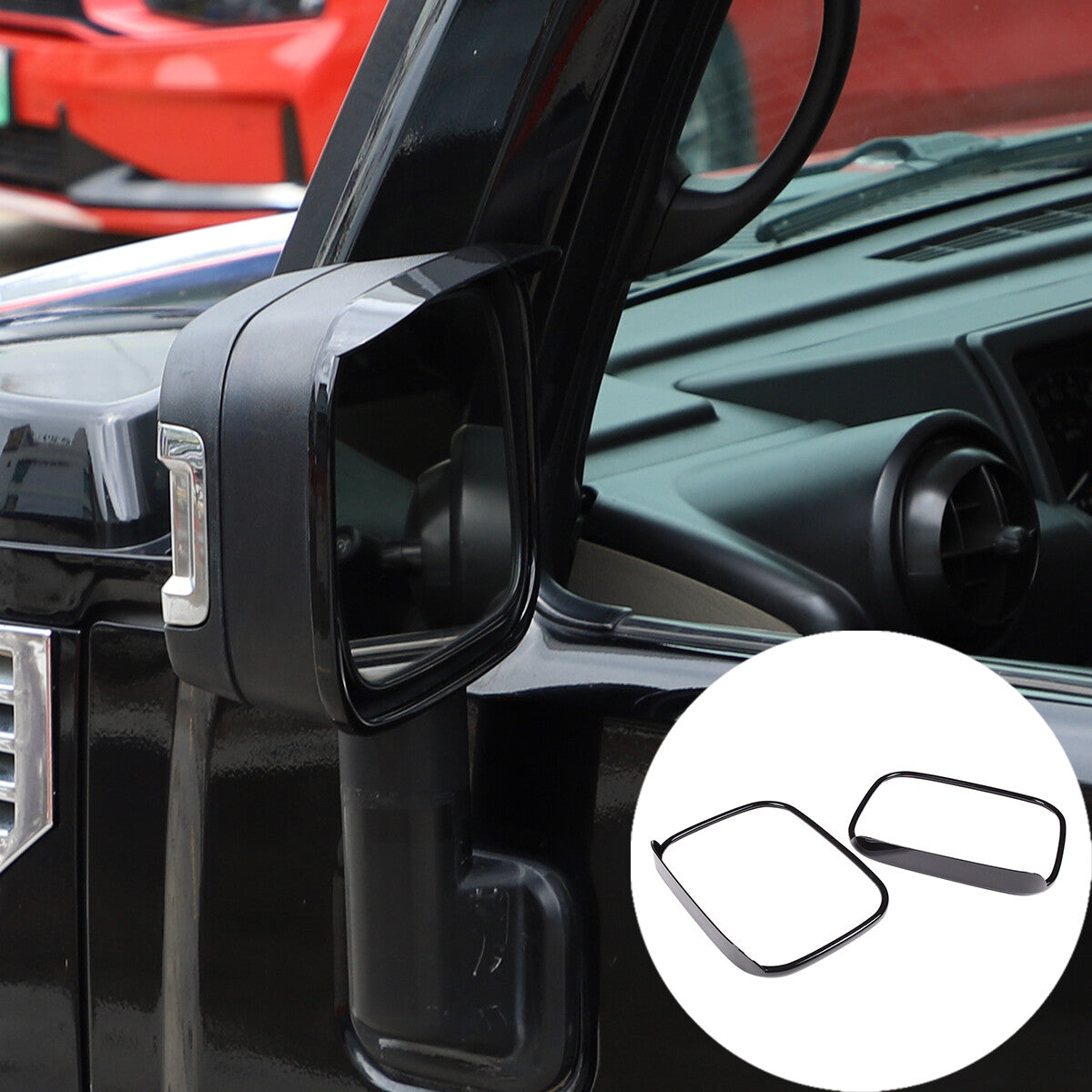 Black car side mirror rain guard trim for Humme-r H2 2003 - 2009