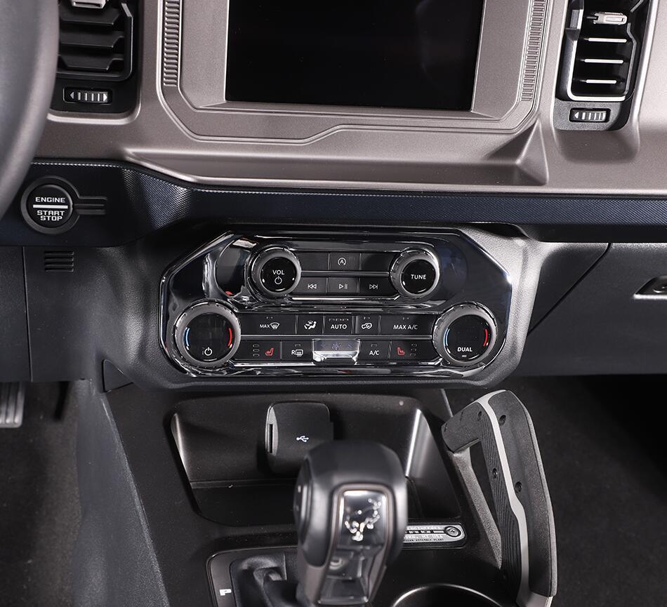 For 2021-2023 Bronco ABS Chrome Interior A/C Control Panel Decor Cover Trim v