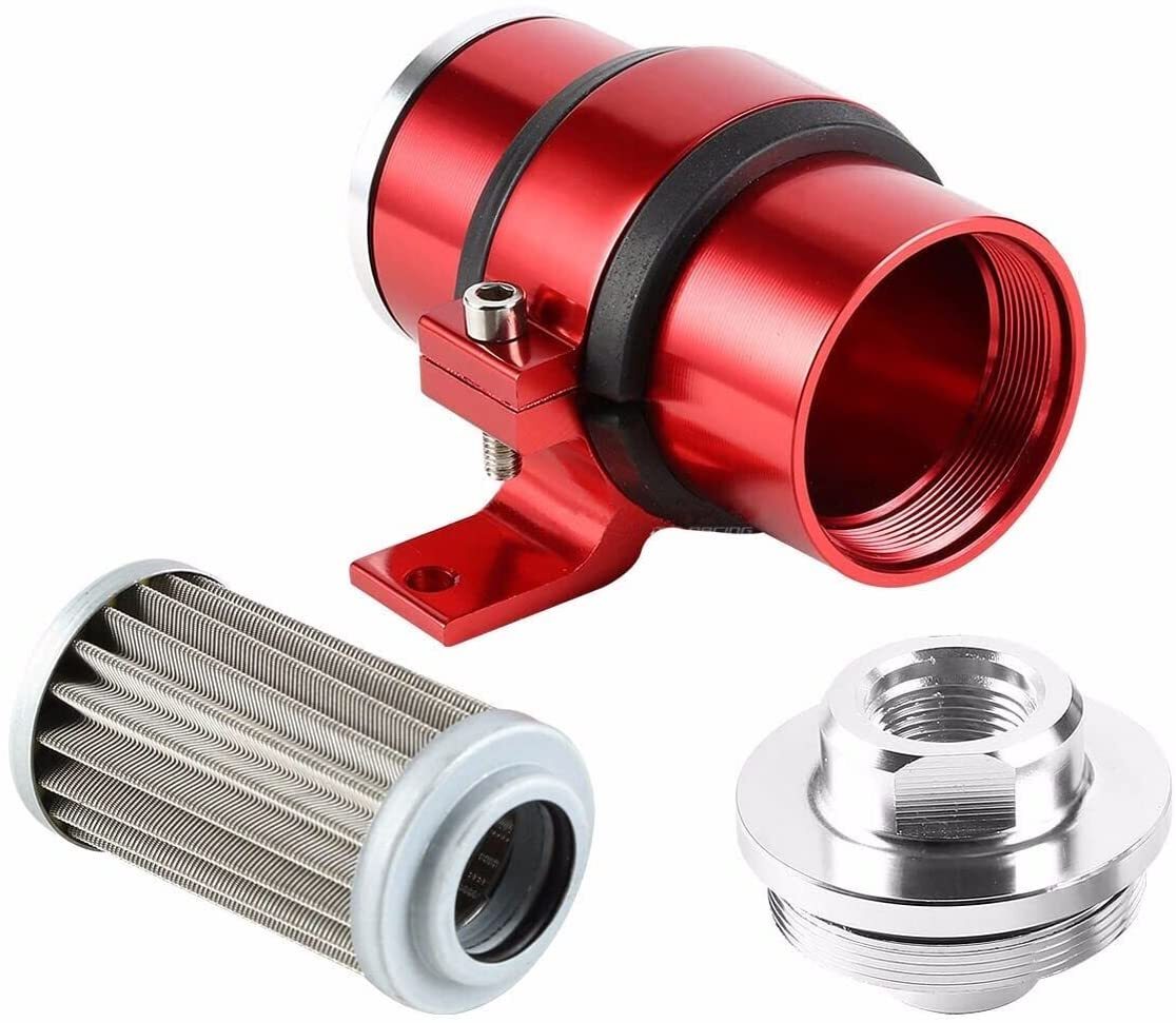 Red 10 MICRON online fuel/Petro filter and bracket aluminum AN6/AN8/AN10